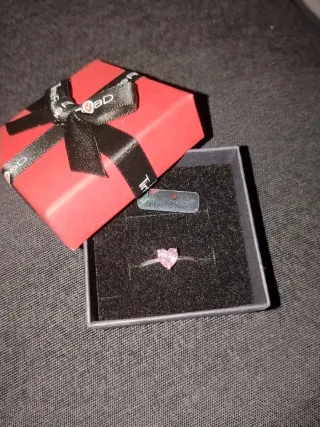 Anillo Corazón Rosa Plata 925