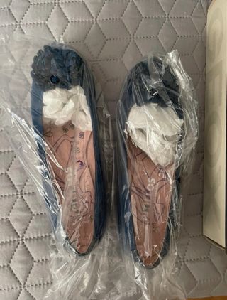 Bailarinas Pitillos azul marino con flor