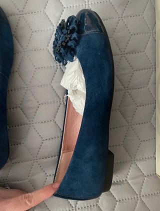 Bailarinas Pitillos azul marino con flor