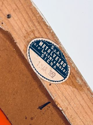 Specchio con cornice in legno laccato anno 1952