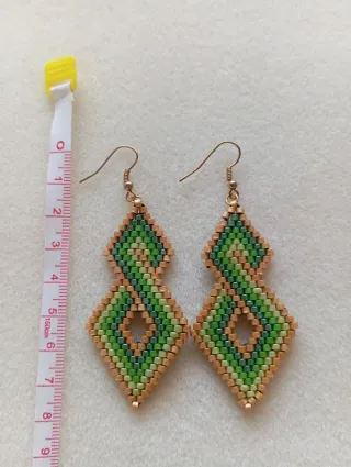 Pendientes Miyuki Dorado y Verde