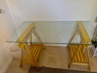 Escritorio cristal y madera