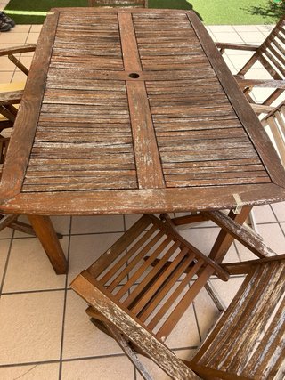 Mesa y 6 Sillas de Jardín Madera