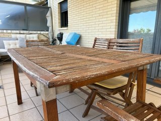 Mesa y 6 Sillas de Jardín Madera