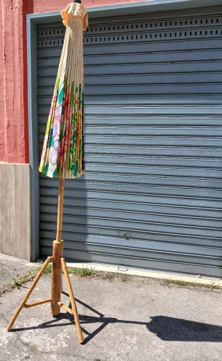 Ombrellone Stile Giapponese con Base Bambù Etnico