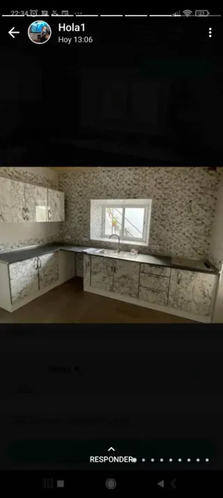 Mueble de cocina mármol y madera