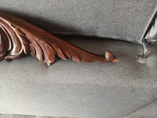 Copete piecero cama nogal tallado antiguo