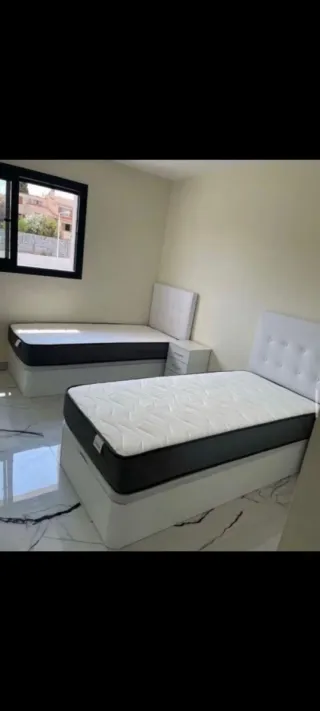 Canapé cama doble tela y madera