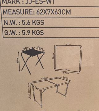 Mesa plegable de camping + 4 taburetes - Nueva