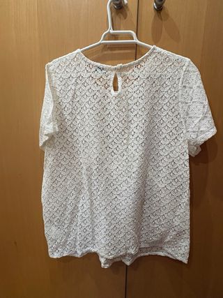 Blusa encaje calado blanca