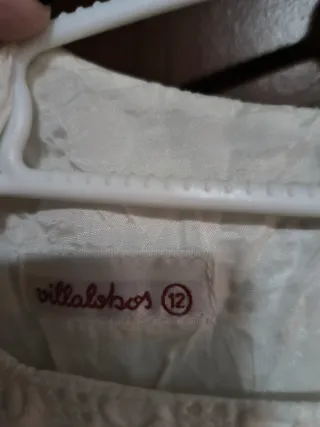 Vestido niña blanco fiesta lazo rojo. Talla 12