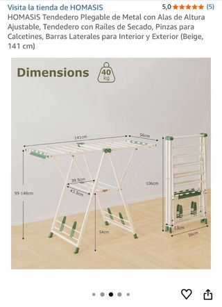 Tendedero HOMASIS Metal Plegable Nuevo