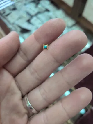 Pendientes Oro 18k Mini Cuadrado Turquesa