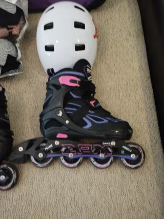 Set Patines luces led en Línea niños + Casco + Pro