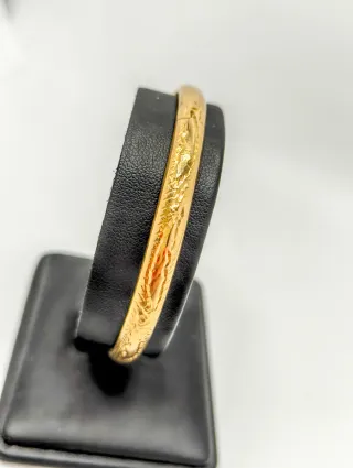 Pulsera Caña Oro 18kt tallada con cadena seguridad