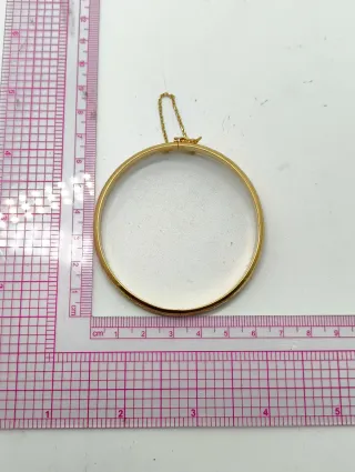 Pulsera Caña Oro 18kt tallada con cadena seguridad