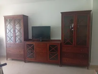 Conjunto Muebles Salón Madera y Cristal