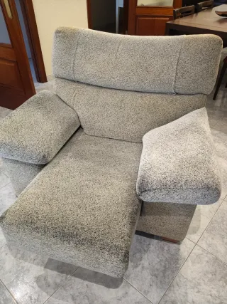 Butaca extensible tela beige/gris