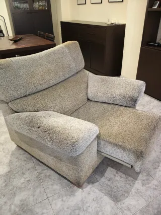 Butaca extensible tela beige/gris