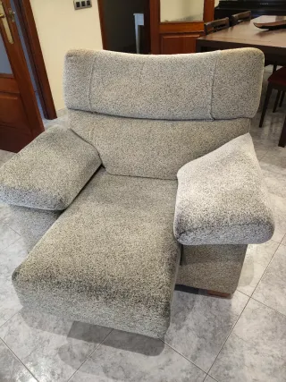 Butaca extensible tela beige/gris
