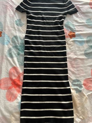 Vestido largo tubo rayas blanco y negro