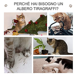 Albero Tiragraffi per Gatti Alto 95cm, Palestra pe