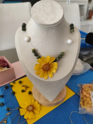 Collar Flor Natural Perlas