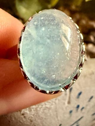 Anillo Plata 925 Aguamarina Natural Ajustable