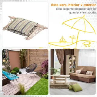 Silla Colgante de Rayas 100x106cm Carga Max:100kg