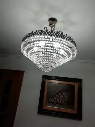 Lámpara araña cristal roca plata
