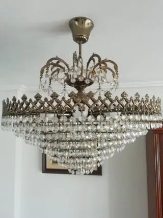 Lámpara araña cristal roca plata