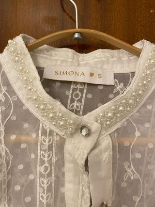 Blusa SIMONA romántica blanca talla S