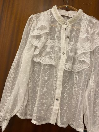 Blusa SIMONA romántica blanca talla S