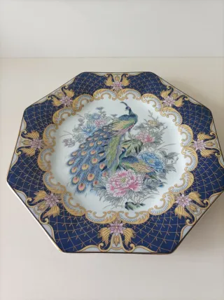 Bandeja porcelana japonesa pavos reales