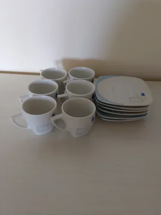 6 Tazas y Platos Café Porcelana