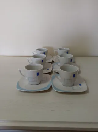 6 Tazas y Platos Café Porcelana