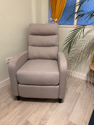 Sillón reclinable tela beige/gris