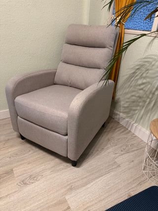 Sillón reclinable tela beige/gris