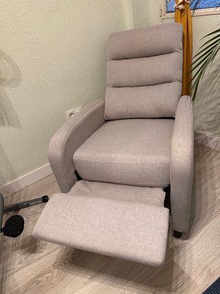 Sillón reclinable tela beige/gris