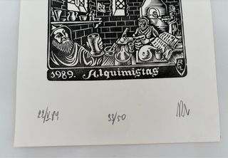 Xilografía Alquimistas 1989 R.G. Lasaga 33/50