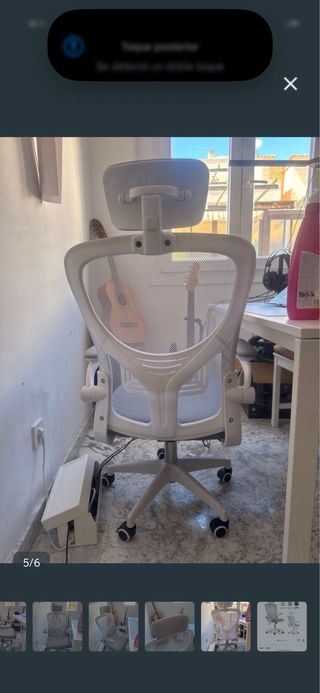 Silla de oficina ergonómica gris y blanca