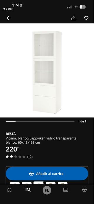 Vitrina BESTA Ikea blanca beige mueble almacenaje
