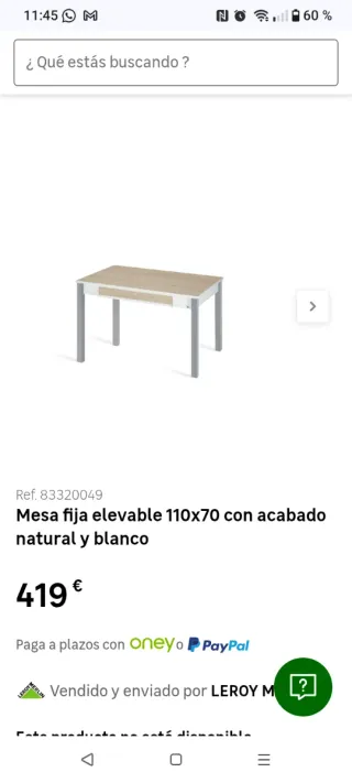 Mesa de cocina extensible madera y metal NUEVA