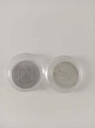 2 Monedas Plata 1 Peseta Alfonso XIII 1896 1901