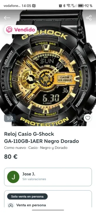 Reloj Casio G-Shock Negro y Dorado