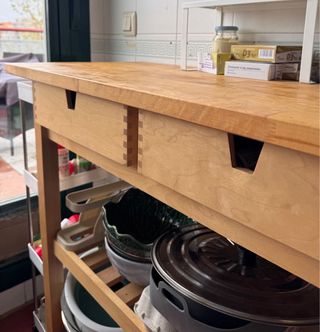 Carrito Cocina Madera Abedul Ikea 100x43