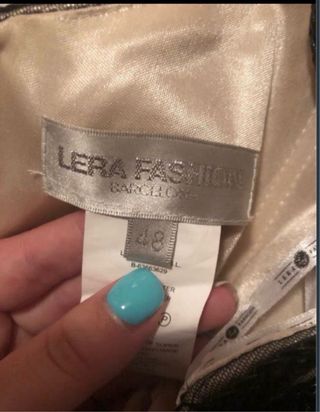 Vestido largo invitada negro y beige