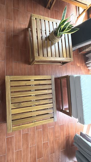 Conjunto Terraza Madera y Tela