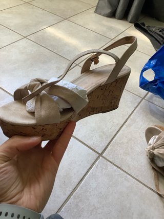 Zeppe beige con zeppa in sughero