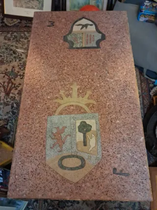 Mesa forja y mármol rosa